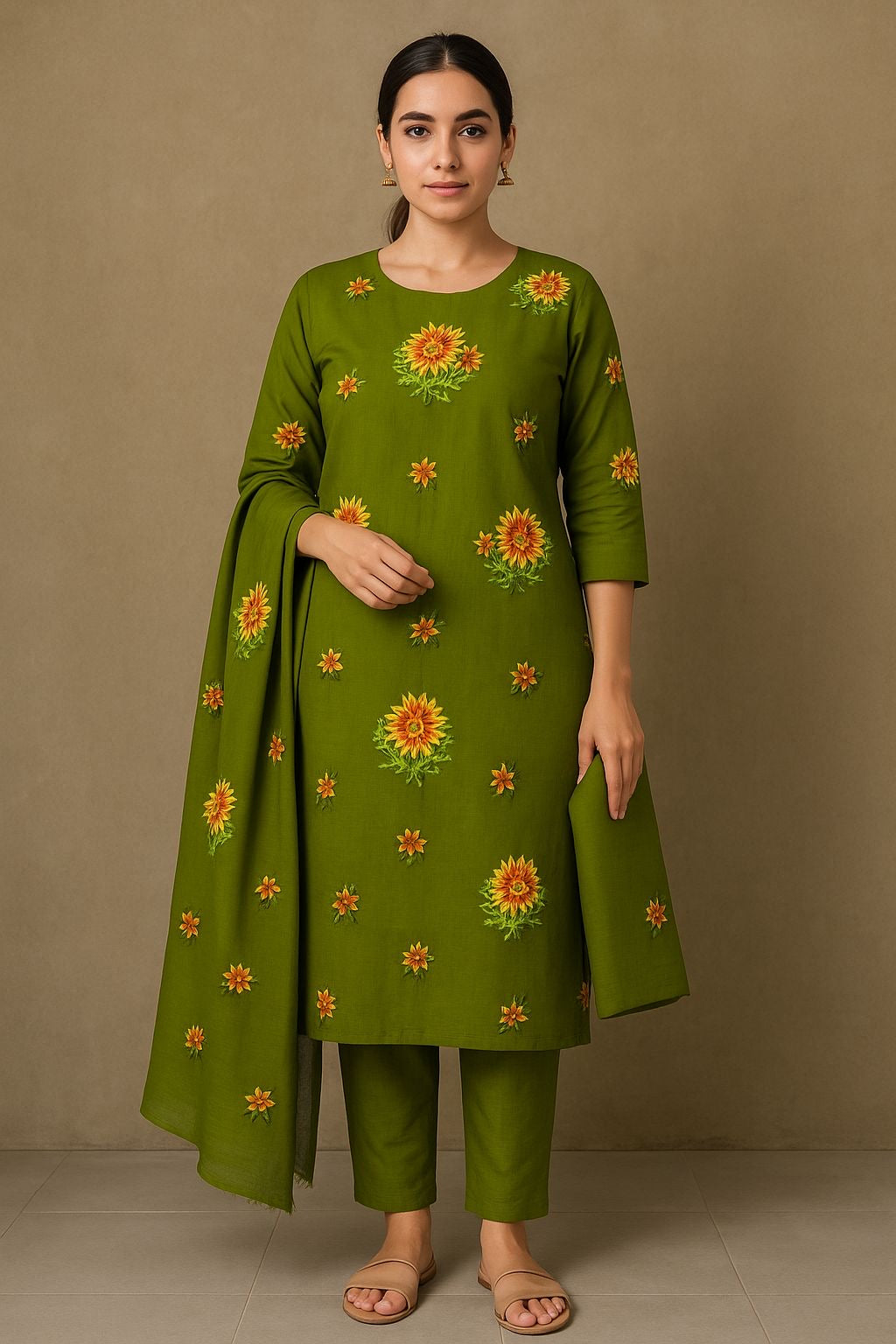 Cross Stitch Sun Flower Embroidered 3pc Dress