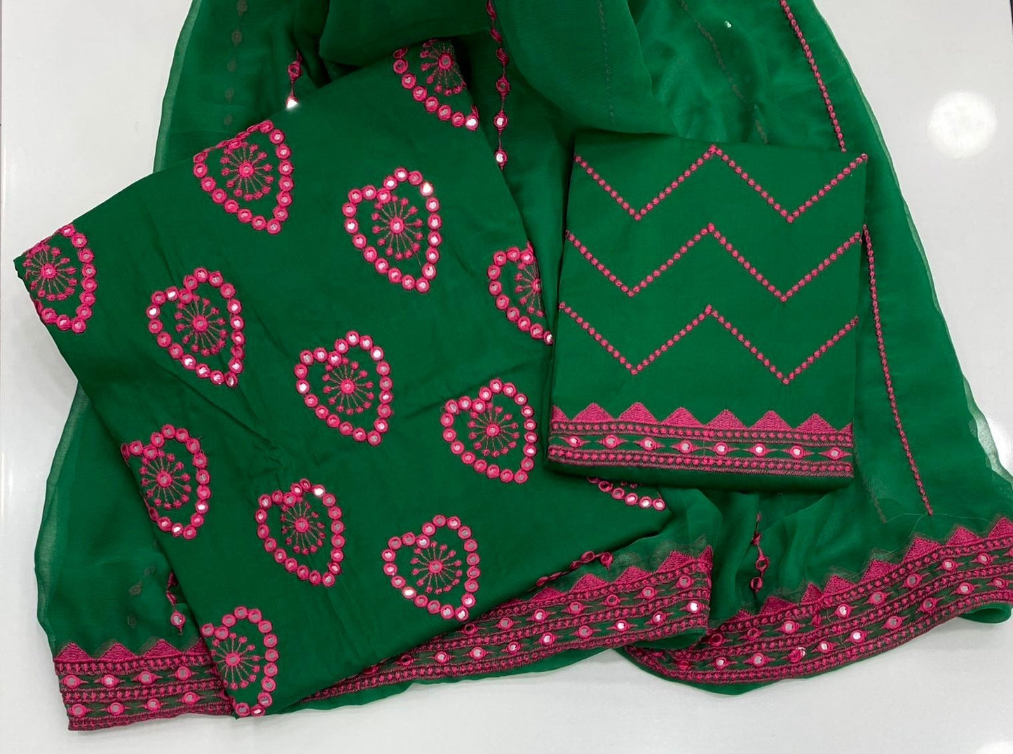 9MM Sitara Heart Embroidered Fancy 3pc Dress 👗