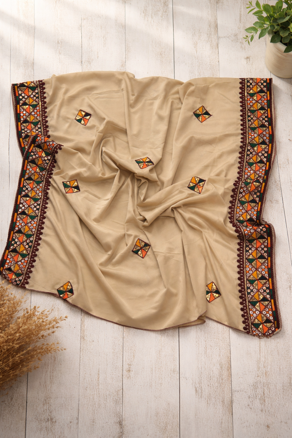 Swiss Voile Embroidered Chadar with 3mm Sequin Work