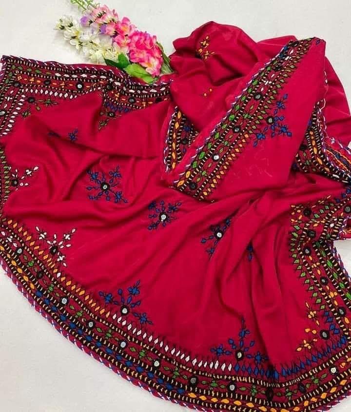 Balochi Handmade Chadar – Pure Mirror Work on Swiss Voil Fabric