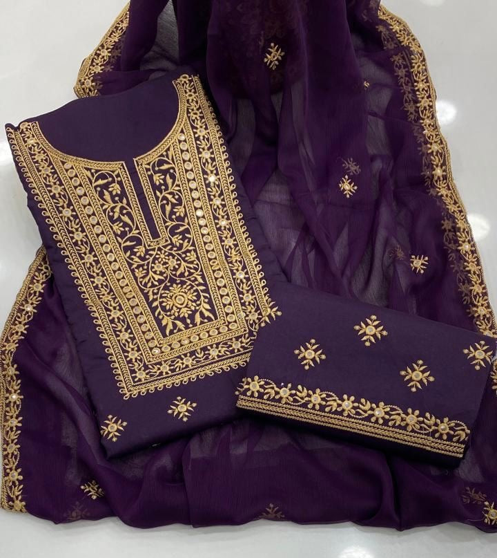 9MM Sitara Glass Gala Style Embroidered 3pc Dress