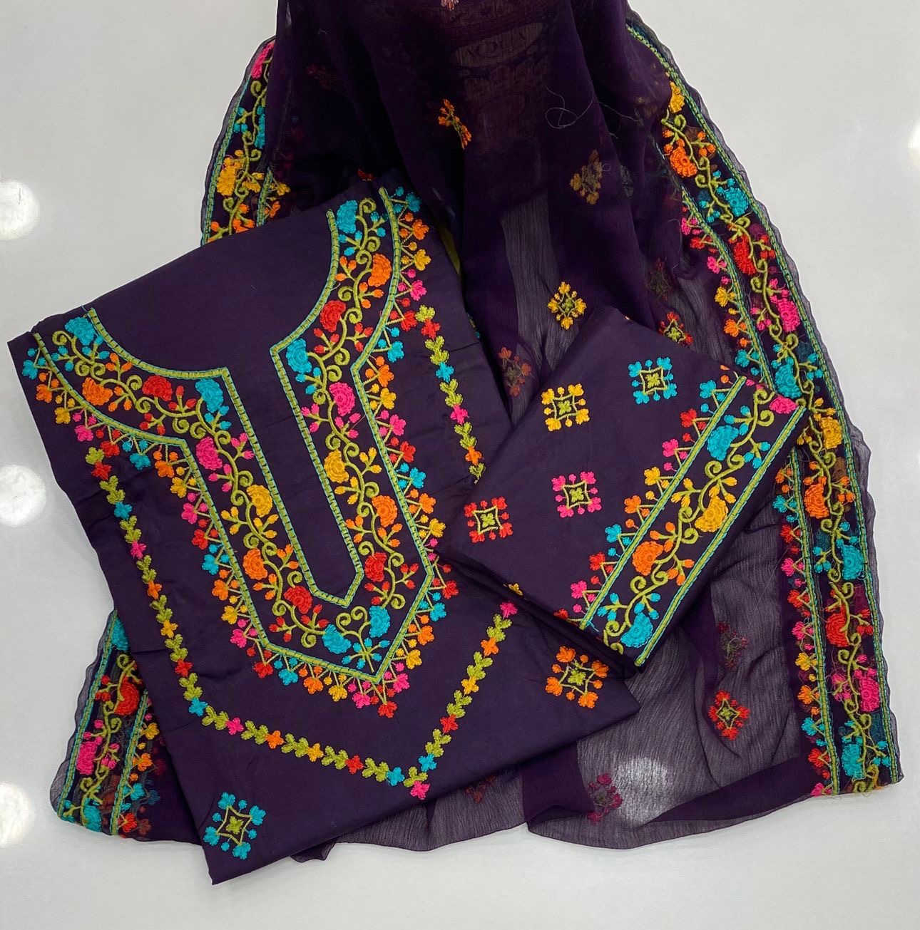Pakka Handmade Work Style Computer Multi Embroidered 3pc Dress 👗