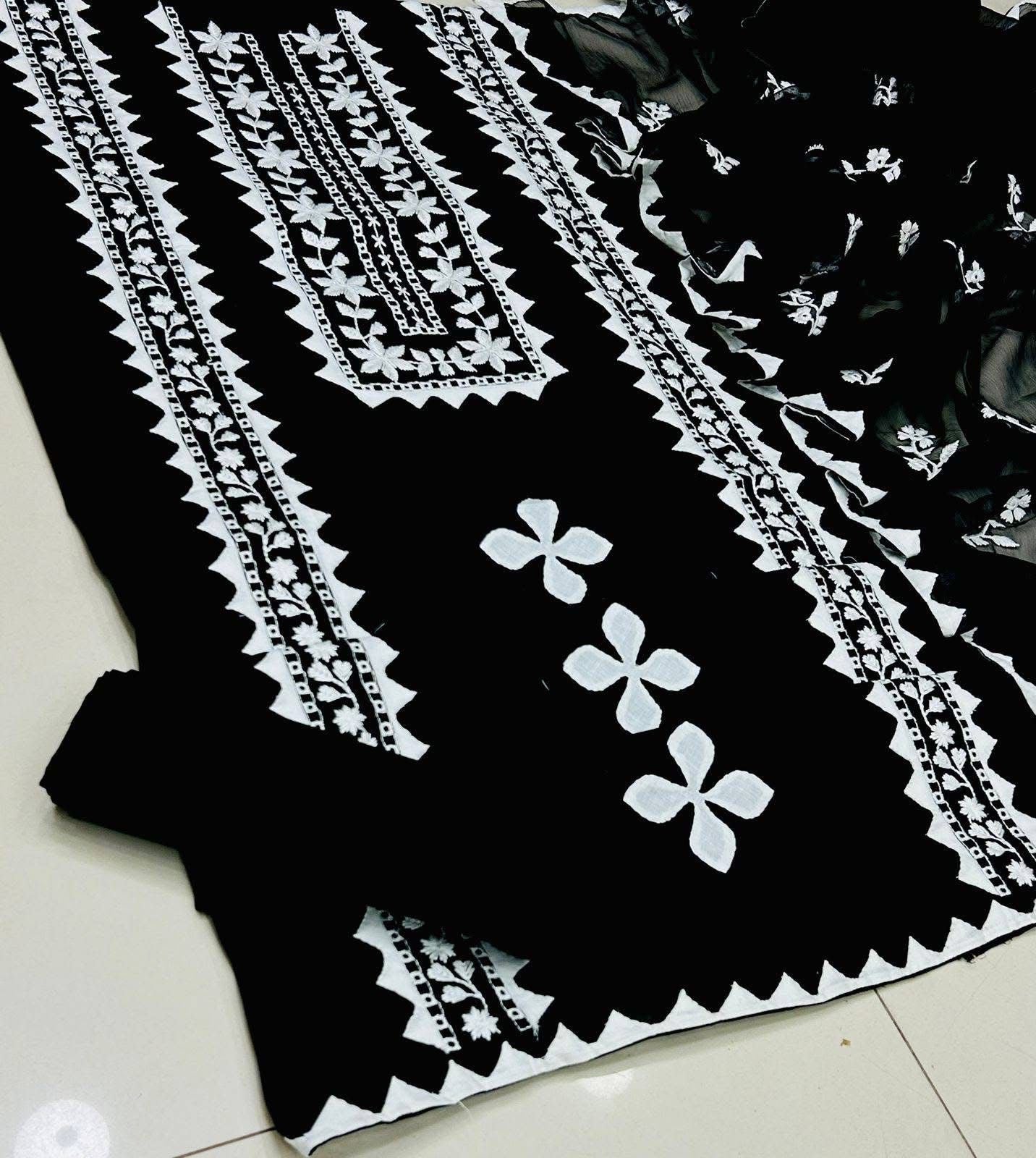 Applic Handmade With Computer Embroidery 3pc Dress 👗
