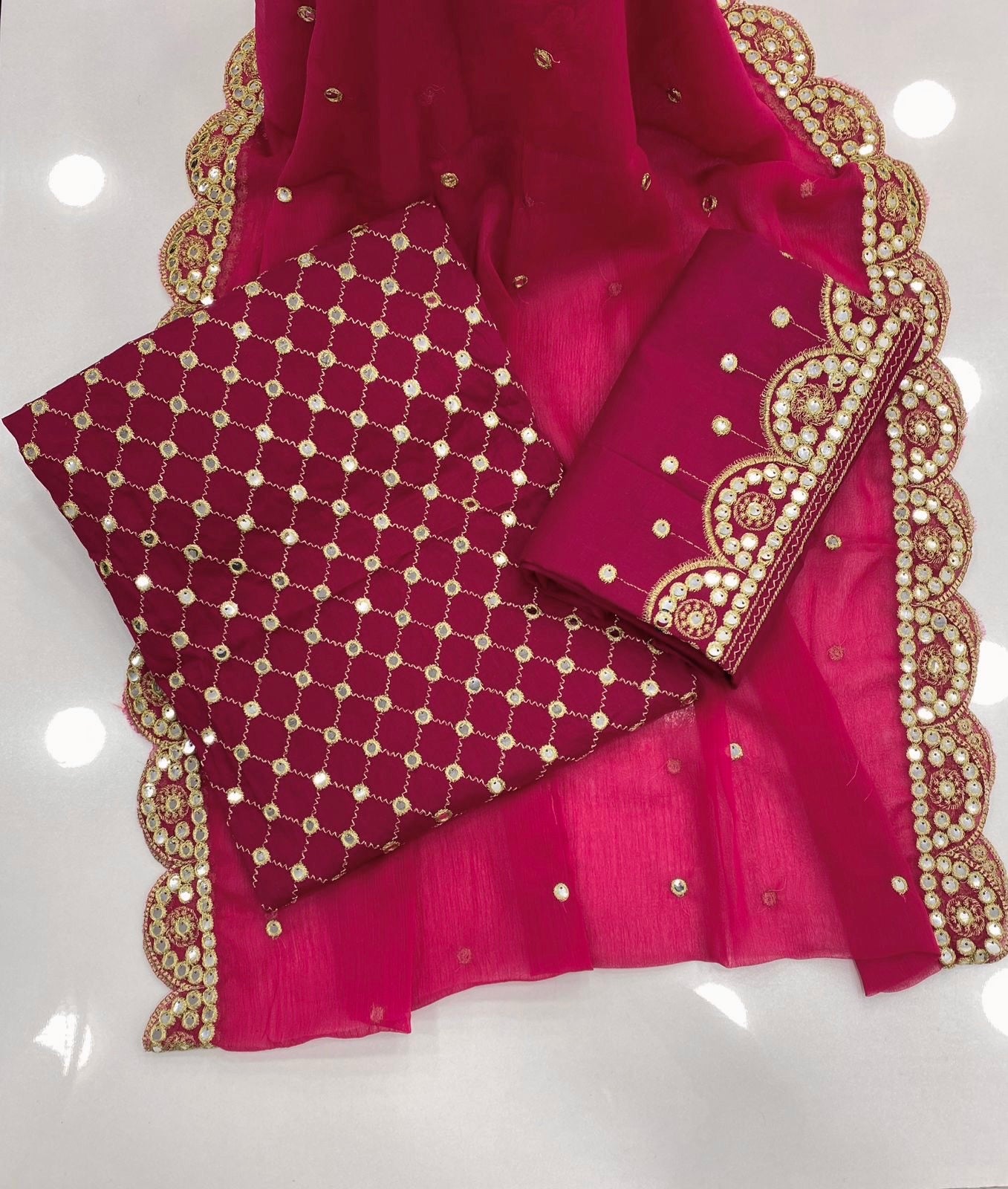 9mm Zarri Jaal Cutwork Dupatta 3pc