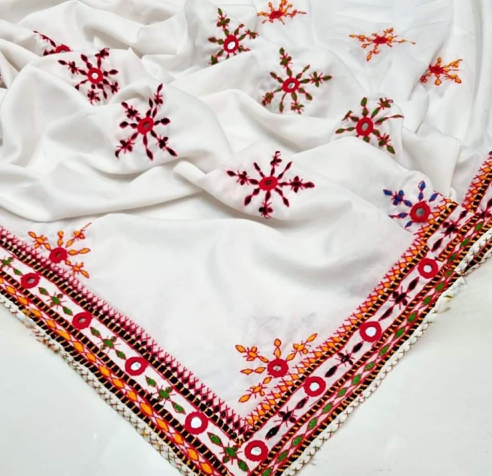 Balochi Handmade Chadar – Pure Mirror Work on Swiss Voil Fabric