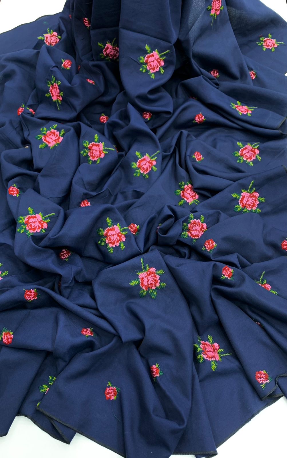 Cross Stitch Gulab Embroidered Ladies Long Chadder