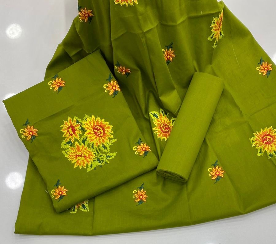 Cross Stitch Sun Flower Embroidered 3pc Dress