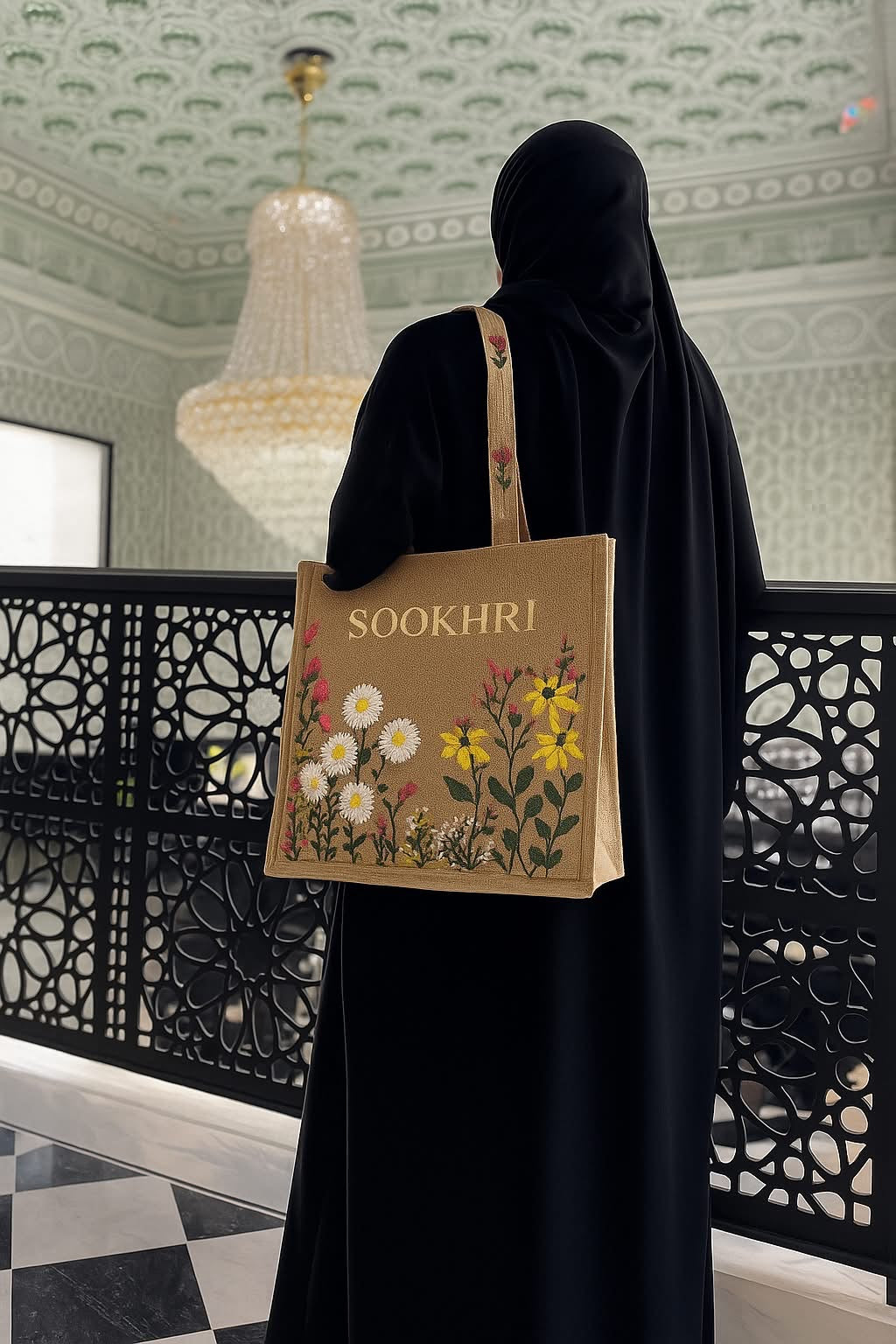 Traditional Jute Fabric Flower Embroidered Handbags