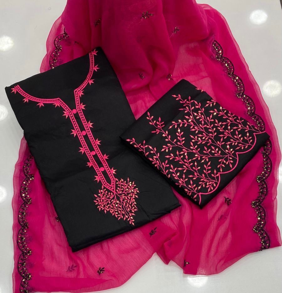 Elegant Sequence Embroidery Work Fancy 3pc Dress 👗