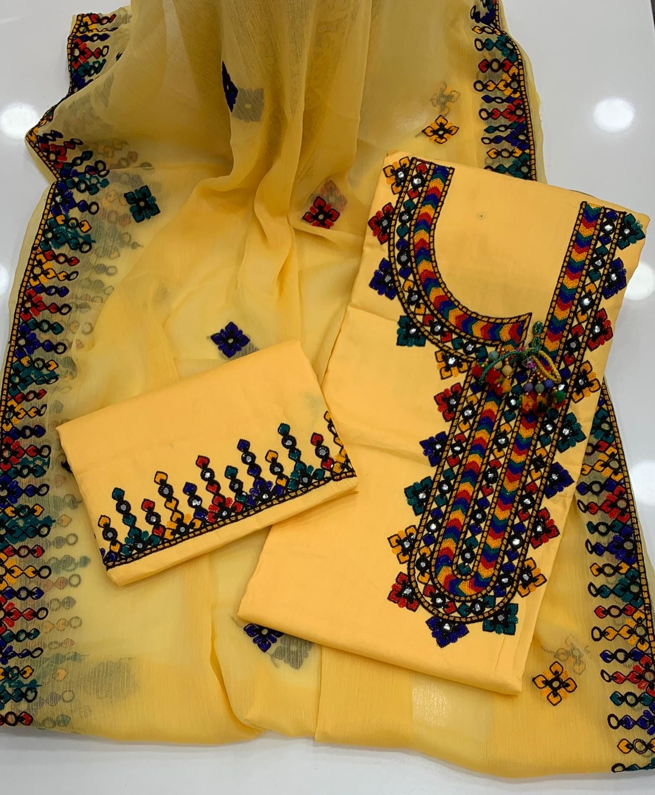 Angrakha Gala Style Arri Work 3pc Dress