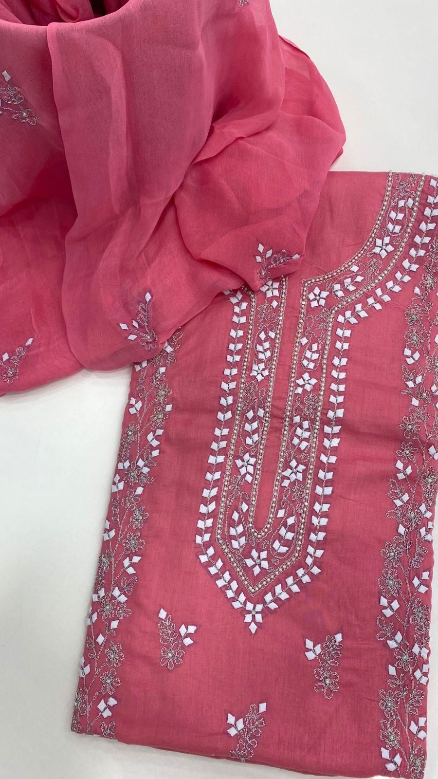 Handmade Patti Applic Zari Pearl Work 3pc Dress 👗