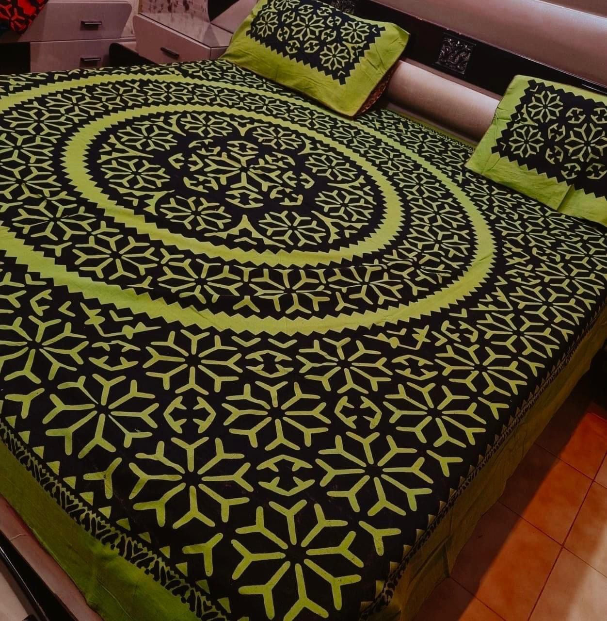 Applic Block Print Double Bed Bedsheets