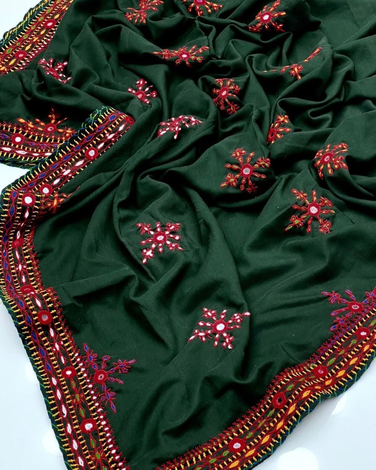 Balochi Handmade Chadar – Pure Mirror Work on Swiss Voil Fabric