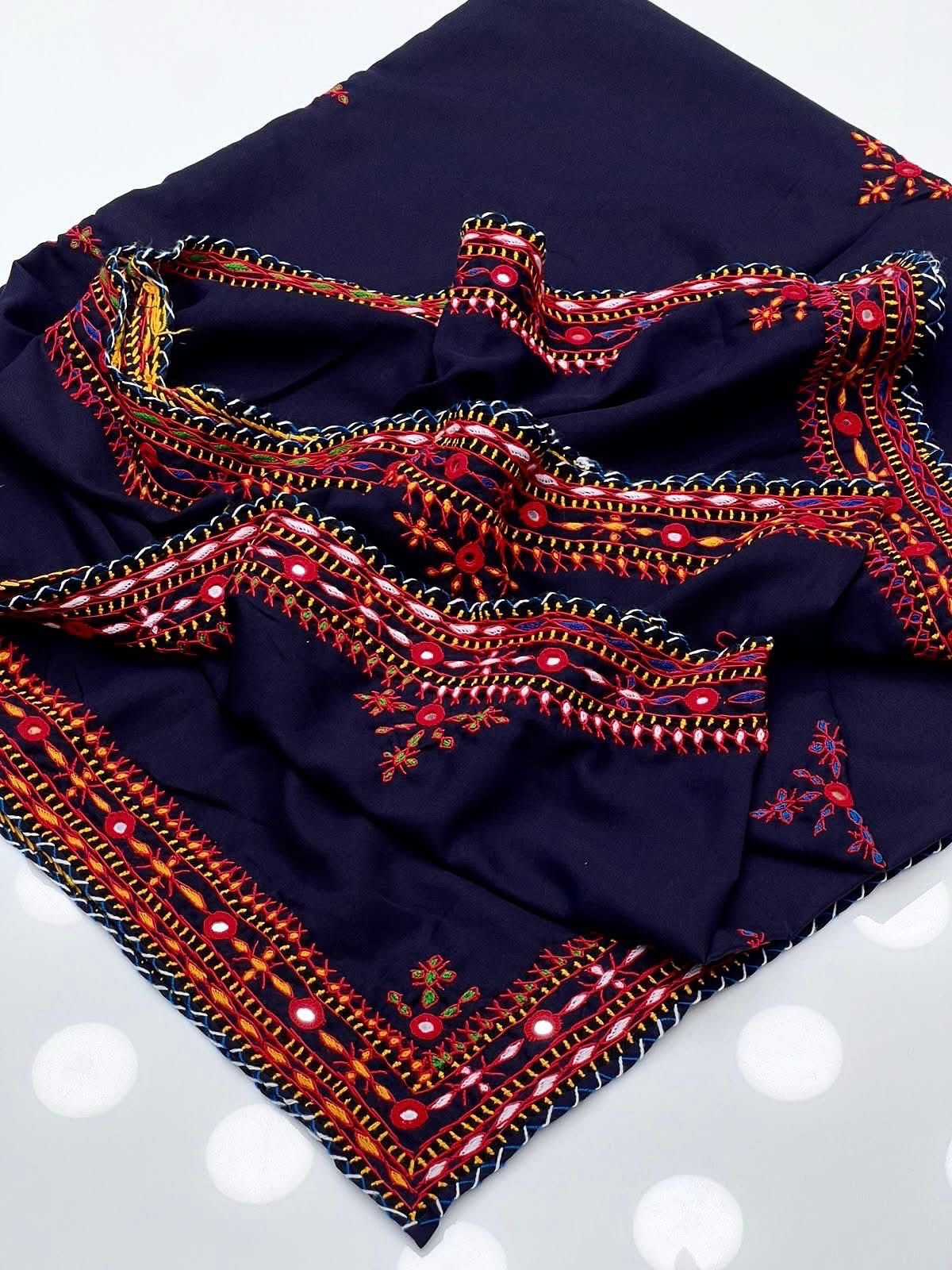 Balochi Handmade Chadar – Pure Mirror Work on Swiss Voil Fabric
