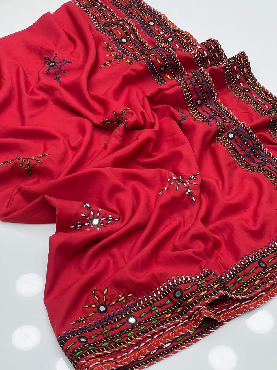Balochi Handmade Chadar – Pure Mirror Work on Swiss Voil Fabric