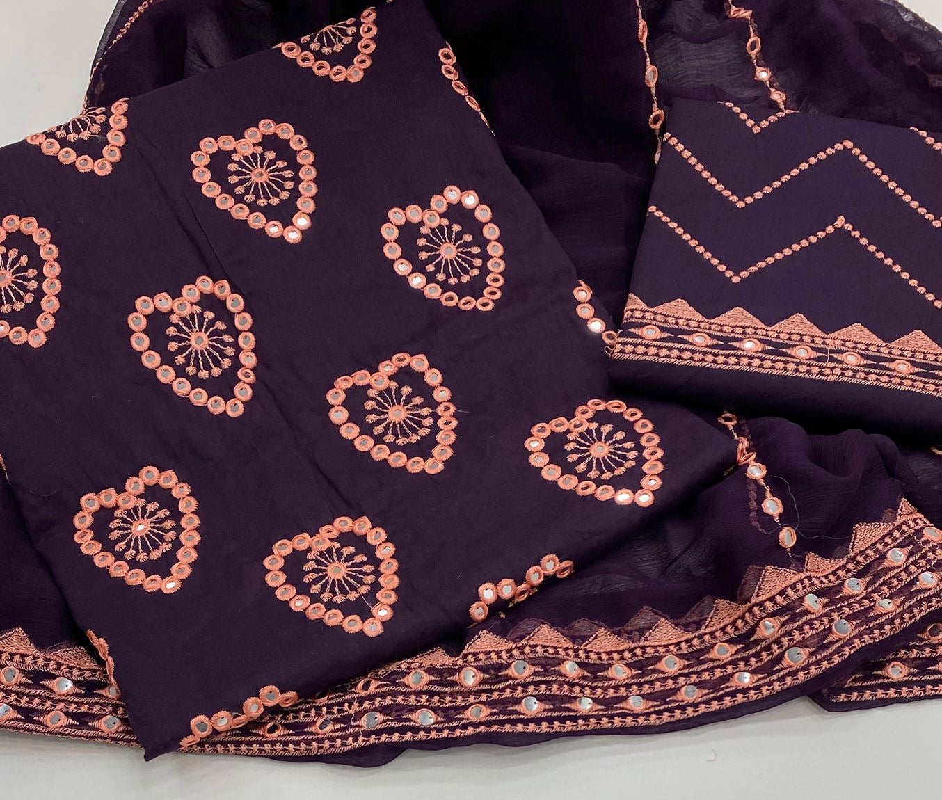 9MM Sitara Heart Embroidered Fancy 3pc Dress 👗