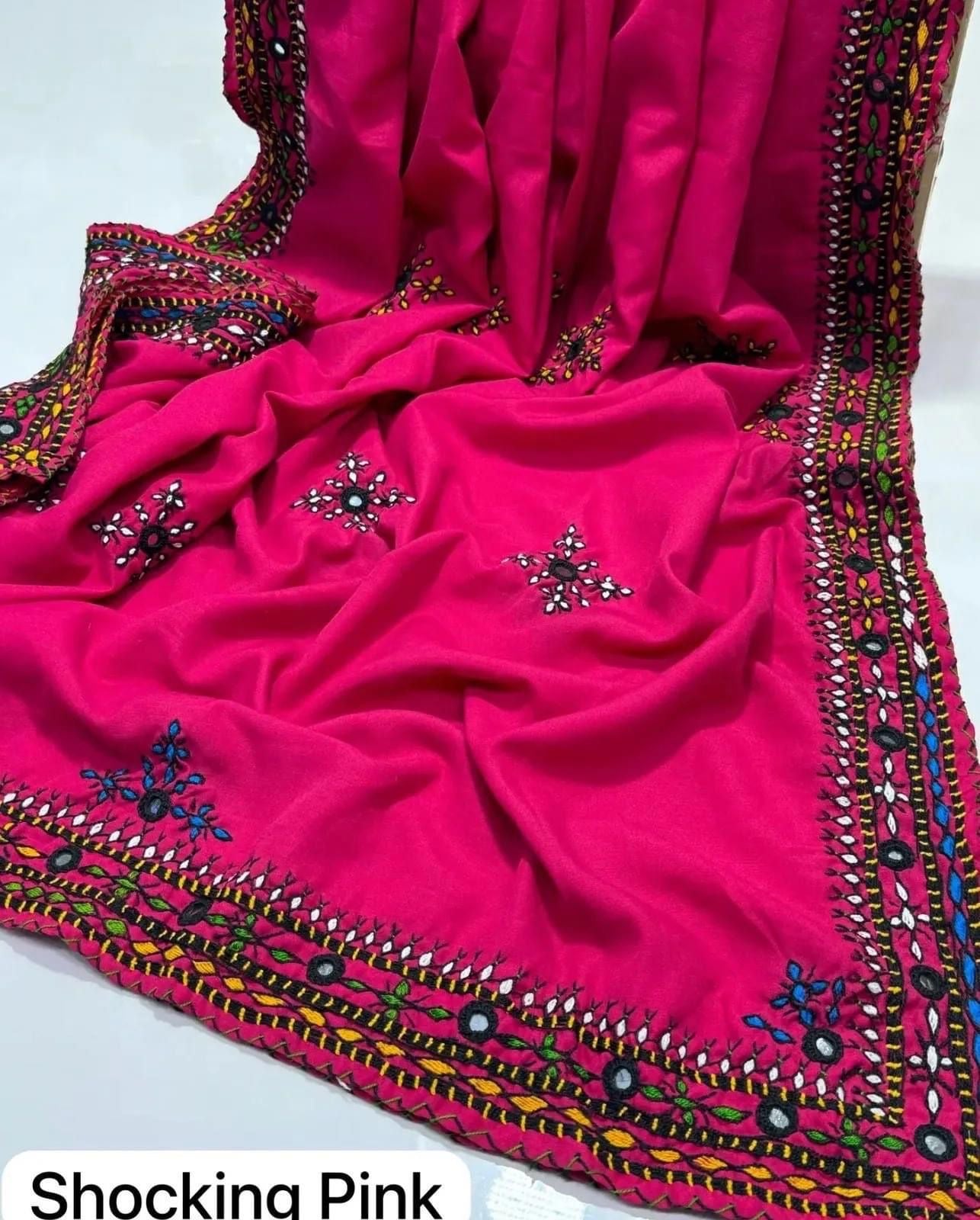 Balochi Handmade Chadar – Pure Mirror Work on Swiss Voil Fabric