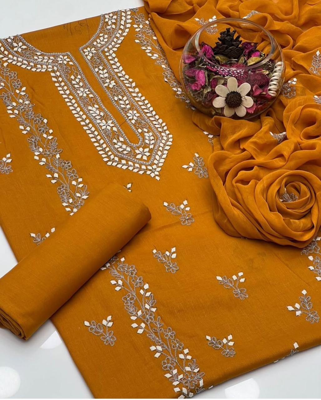 Handmade Patti Applic Zari Pearl Work 3pc Dress 👗