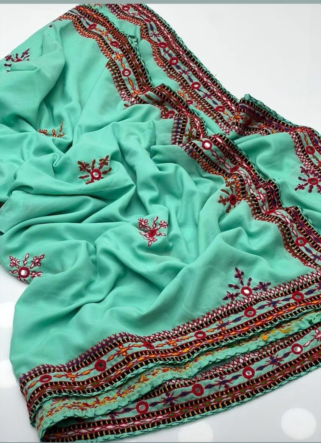 Balochi Handmade Chadar – Pure Mirror Work on Swiss Voil Fabric