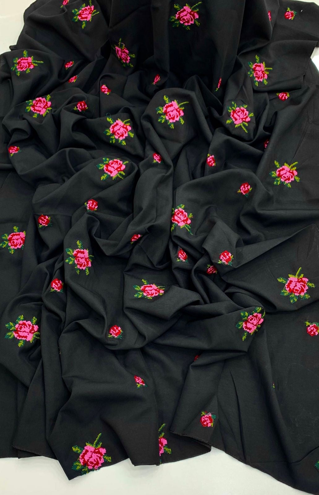 Cross Stitch Gulab Embroidered Ladies Long Chadder