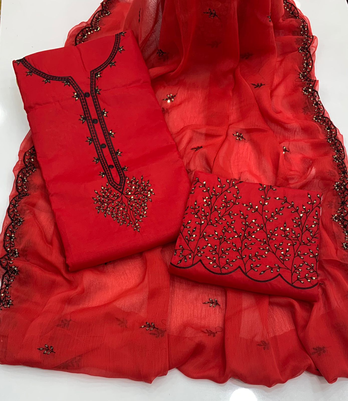 3MM Sequence Embroidery Work 3pc Dress