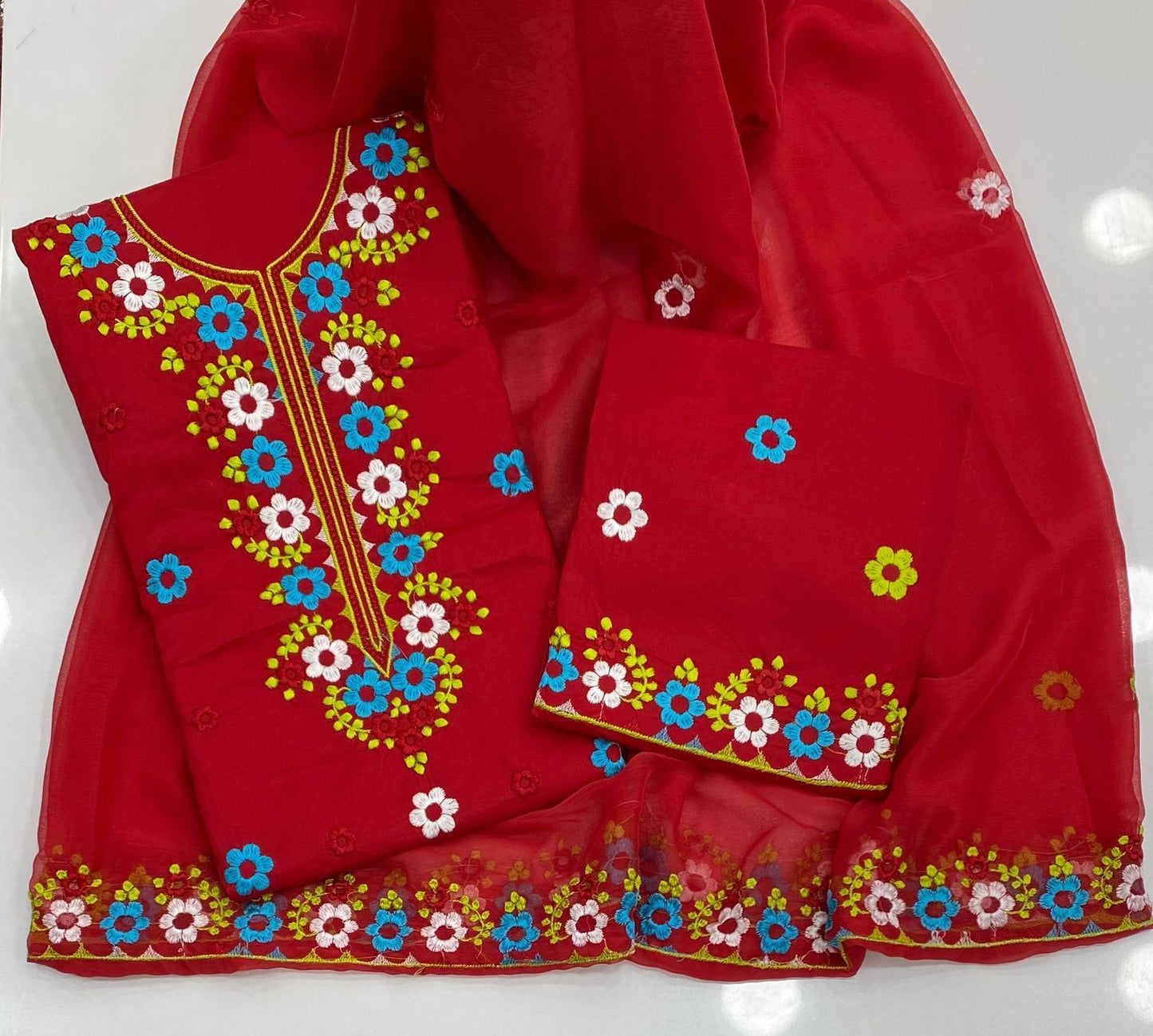 Applic Style Computer Embroiderd 3pc Dress 👗