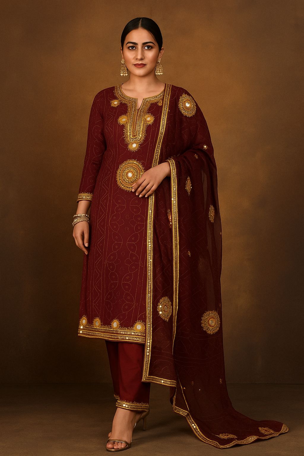 Chunri Print Gotta Bunches Chiffon Dupatta 3pc Dress 👗