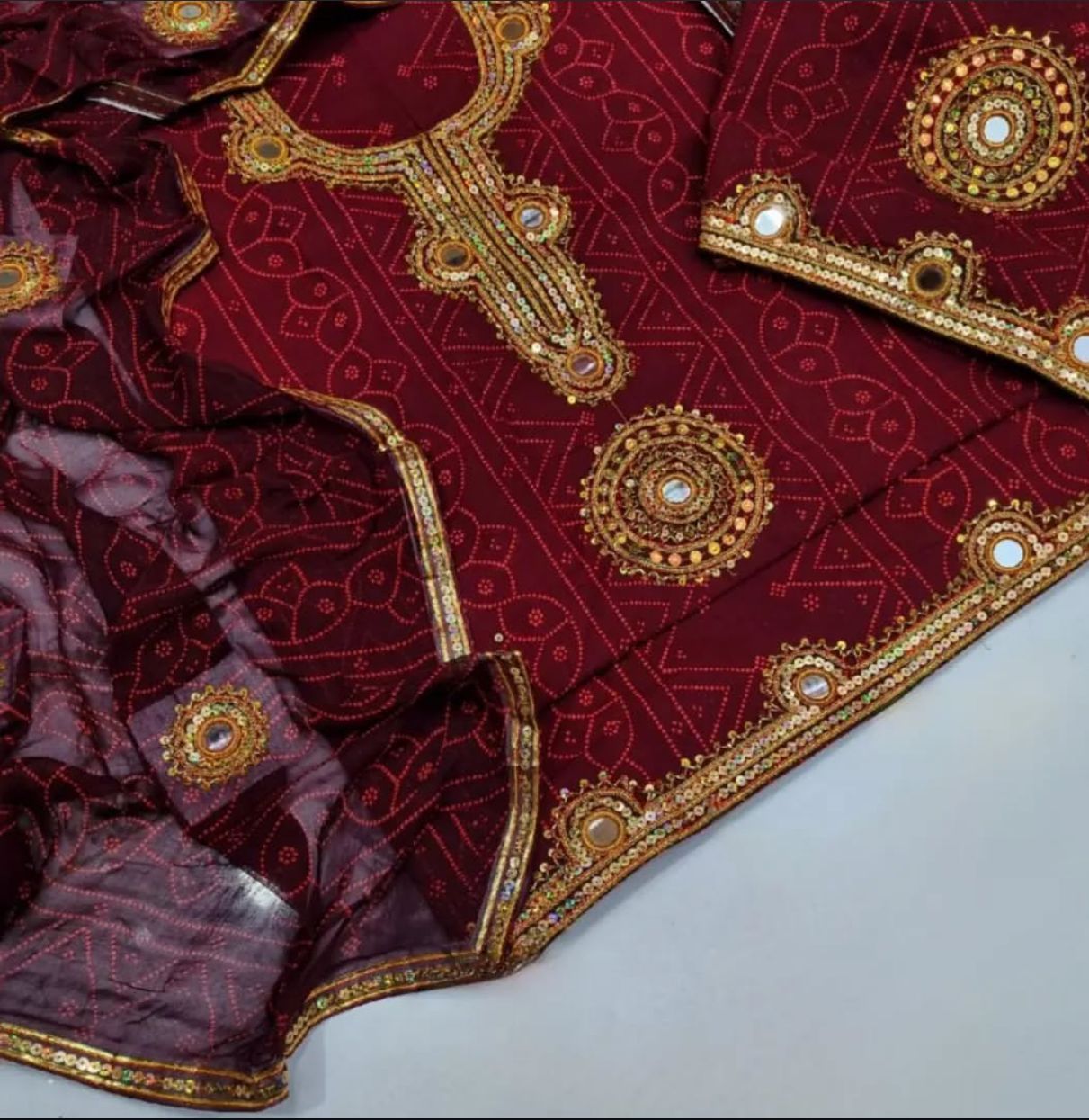 Chunri Print Gotta Bunches Chiffon Dupatta 3pc Dress 👗