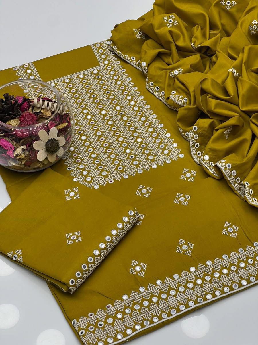 Hurmuch 9MM Sitara Machine Embroidered 3pc Unstitch Dresses
