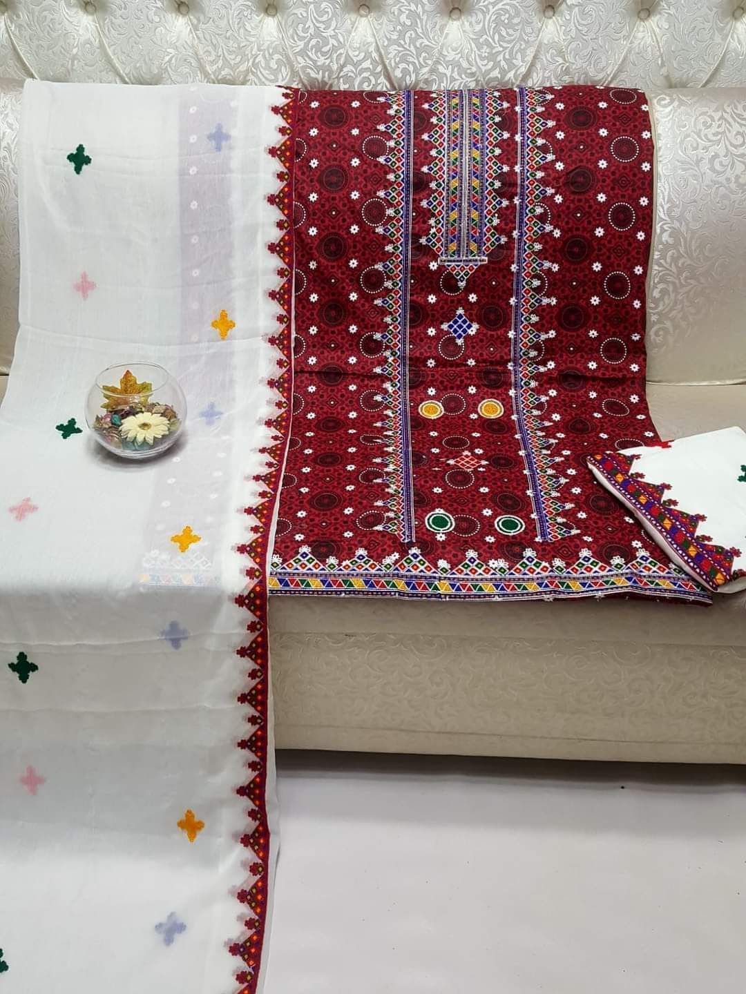 Ajrak Traditional Embroidered 3pc Dress 👗