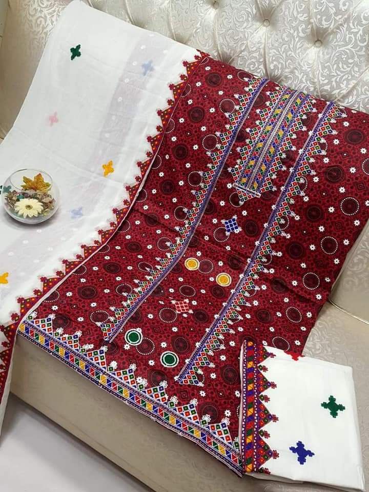 Ajrak Traditional Embroidered 3pc Dress 👗