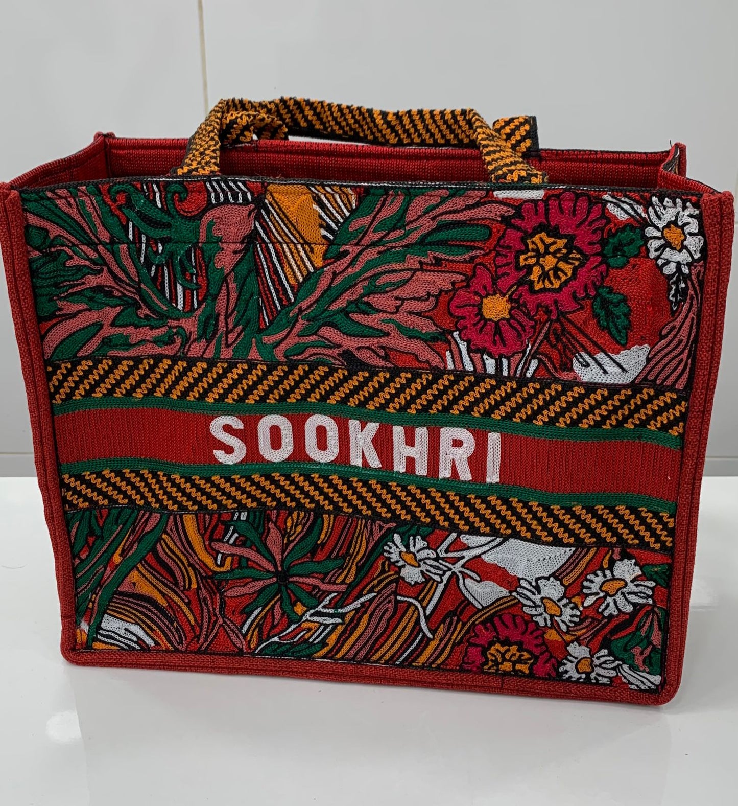 Traditional Jute Fabric Flower Embroidered Handbags
