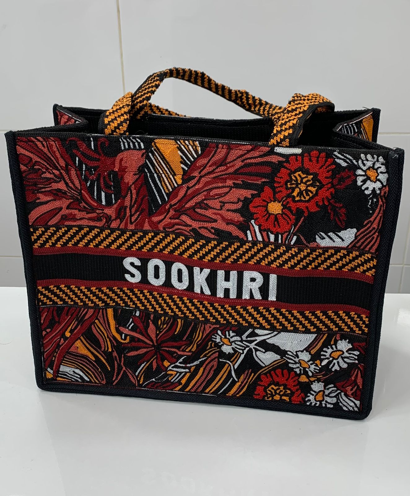 Traditional Jute Fabric Flower Embroidered Handbags