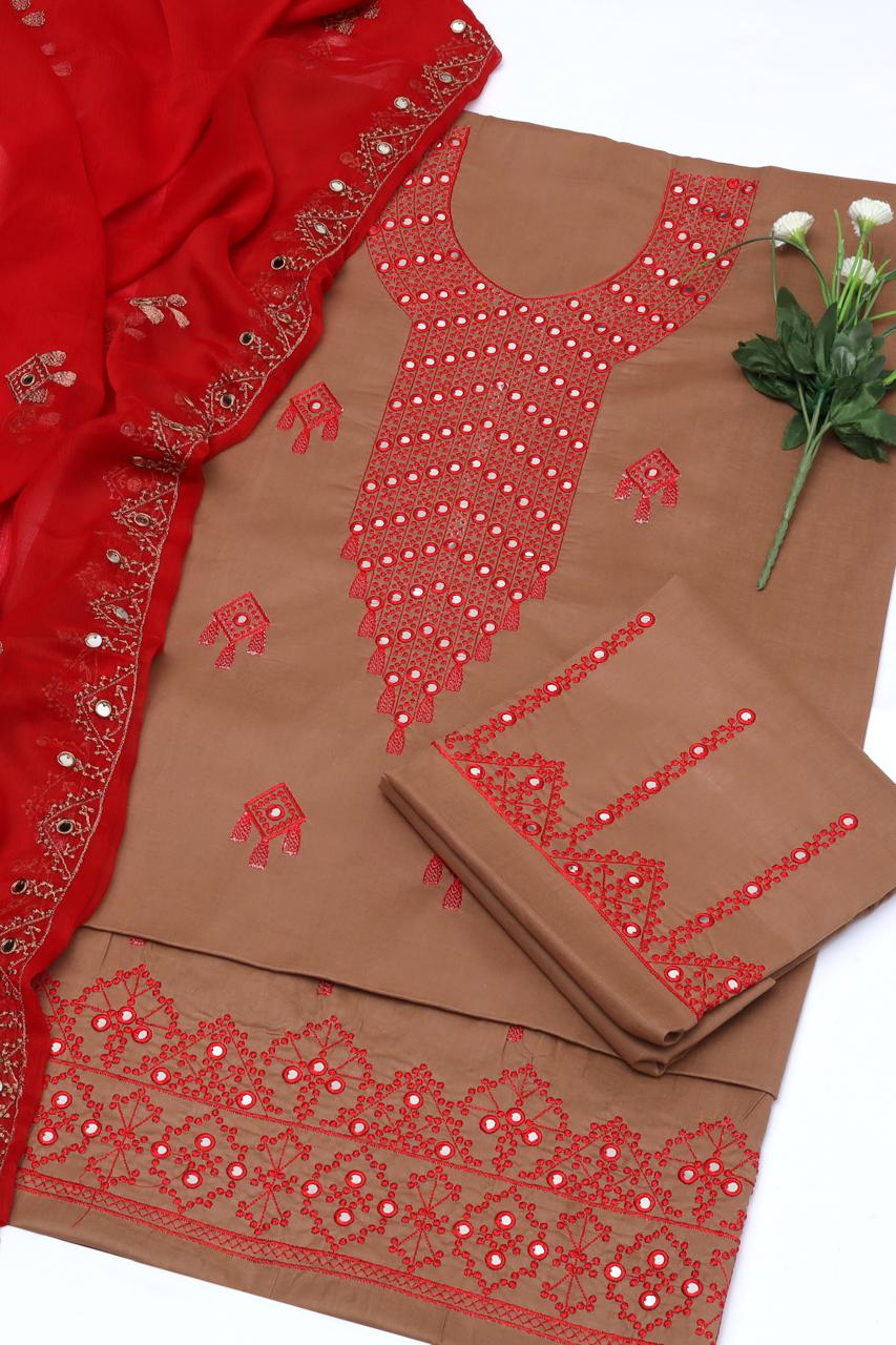 Embroiderd Lawn Cotton Trouser 3pc Dresses 👗
