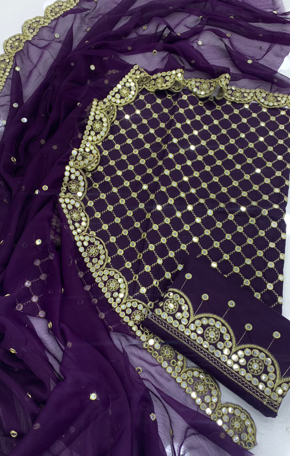 9mm Zarri Jaal Cutwork Dupatta 3pc