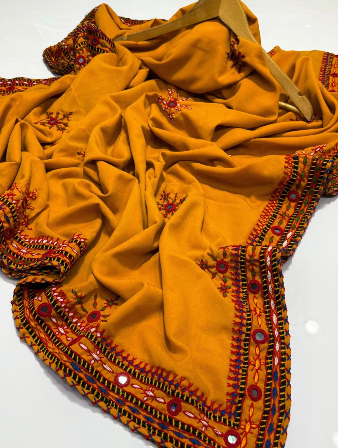 Balochi Handmade Chadar – Pure Mirror Work on Swiss Voil Fabric