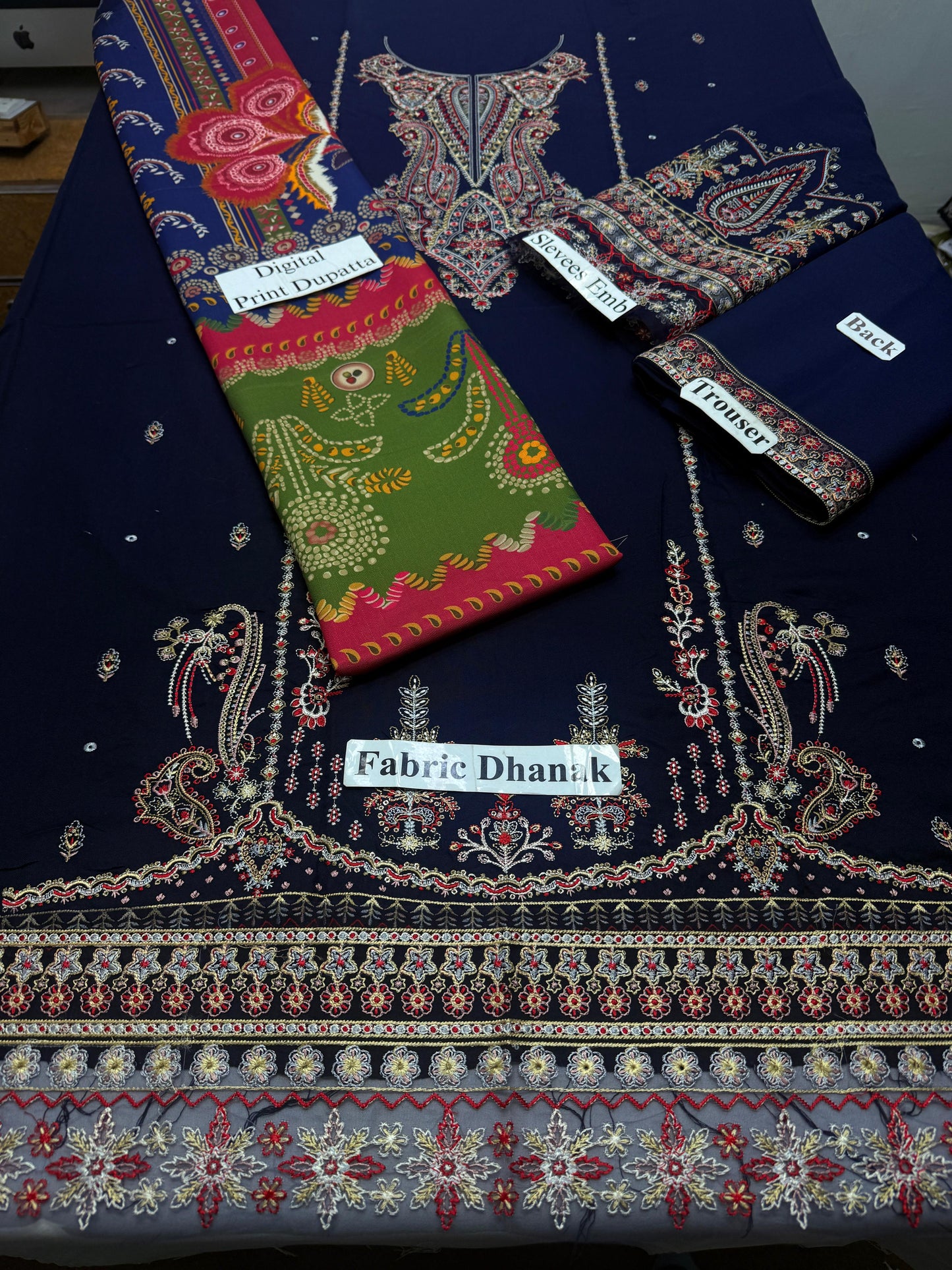 Fancy Sequence Embroidered Winter Dhanak 3-Piece Dress with Digital Printed Shawl