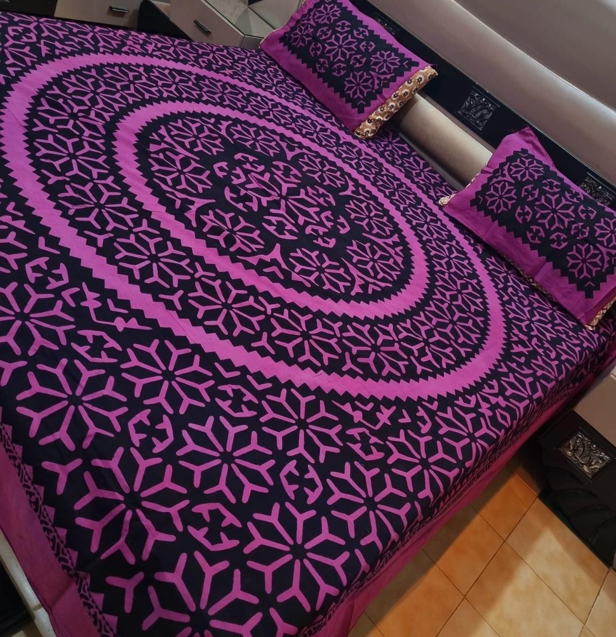 Applic Block Print Double Bed Bedsheets