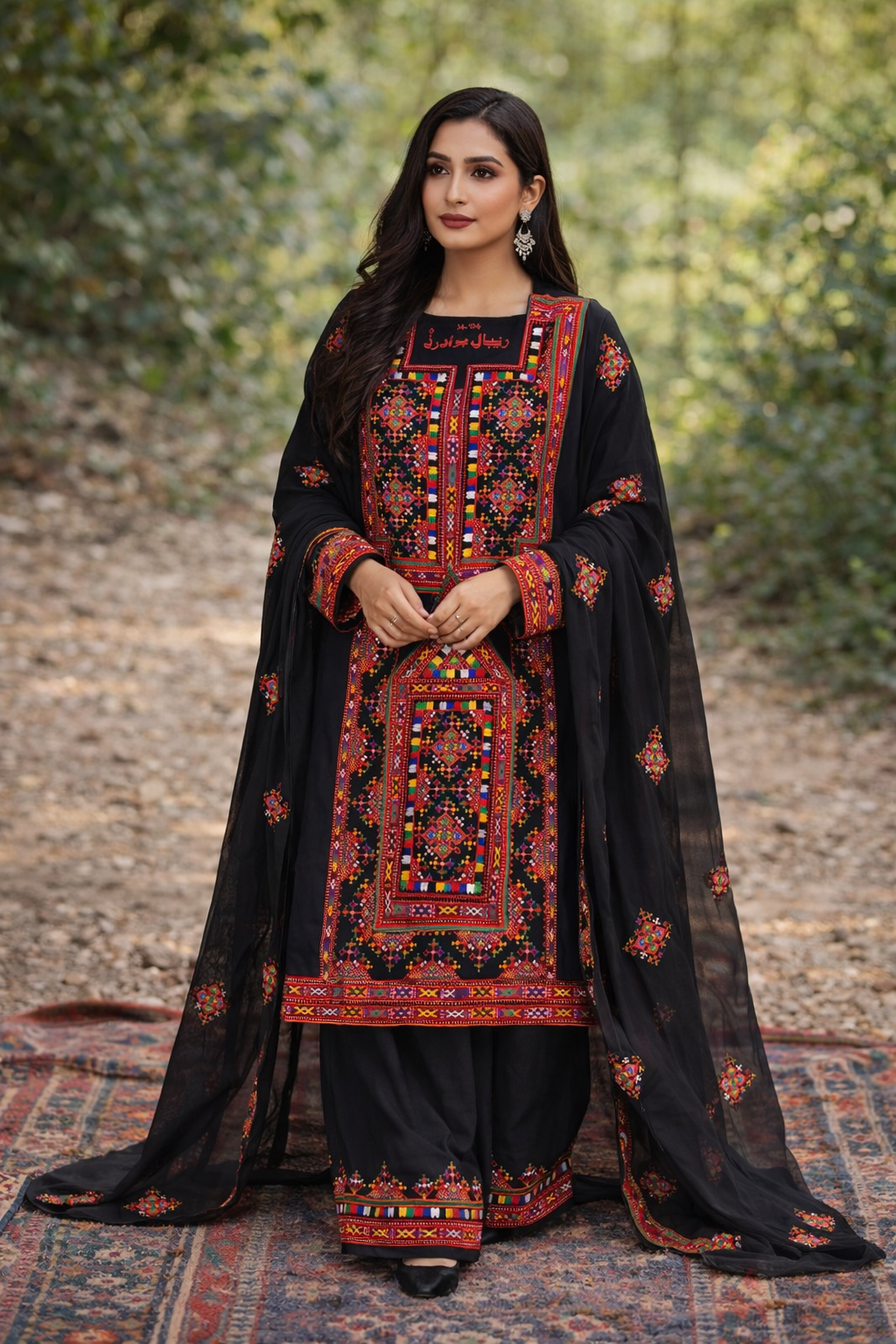 Unstitched Balochi Ghagga Frock Georgette Fabric – Thick Multi-Thread Embroidered Work (Full Dress)