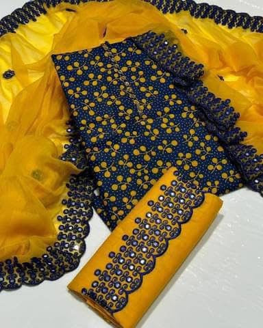 Rimsha Classic Printed Lawn With Chiffon Sitara Embroiderd Fancy 3pc Dress 👗