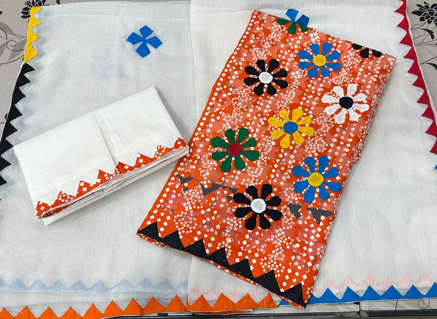 Flower Applic Work Handmade 3pc Dress 👗