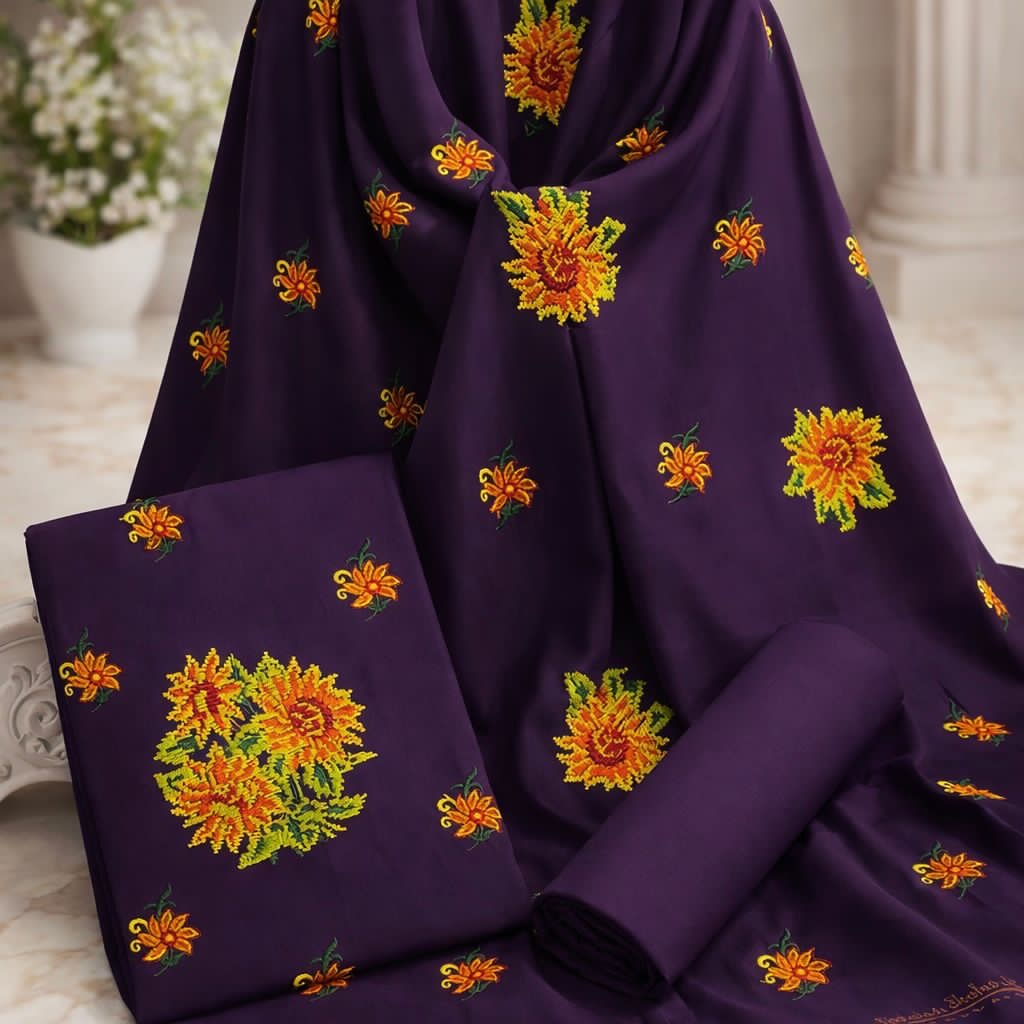 Cross Stitch Sun Flower Embroidered 3pc Dress
