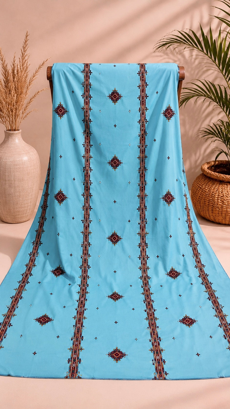 Premium Swiss Voile Four Border Embroidered Chadar | 9mm Sitara Thread Work