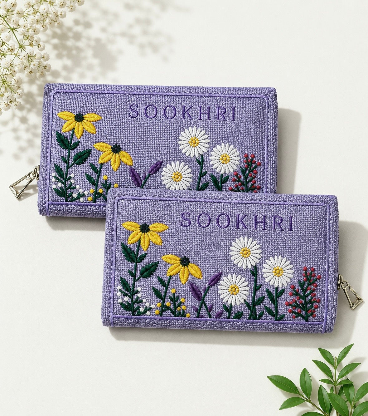 Traditional Jute Fabric Embroidered Clutches (Pack of 2)