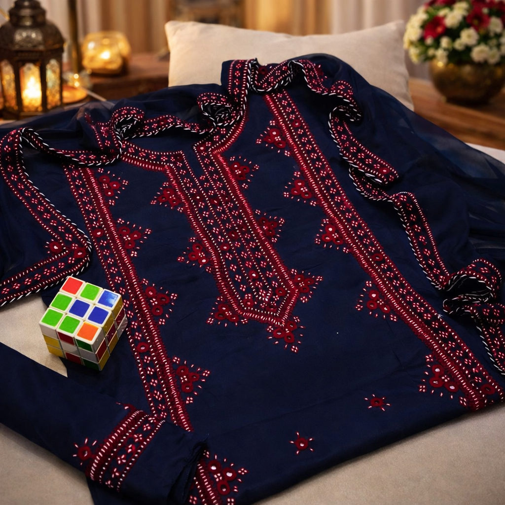 Balochi Gala Panel with Handmade Mirror Work 3pc Dress