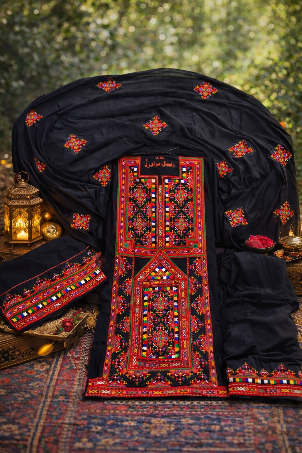 Unstitched Balochi Ghagga Frock Georgette Fabric – Thick Multi-Thread Embroidered Work (Full Dress)