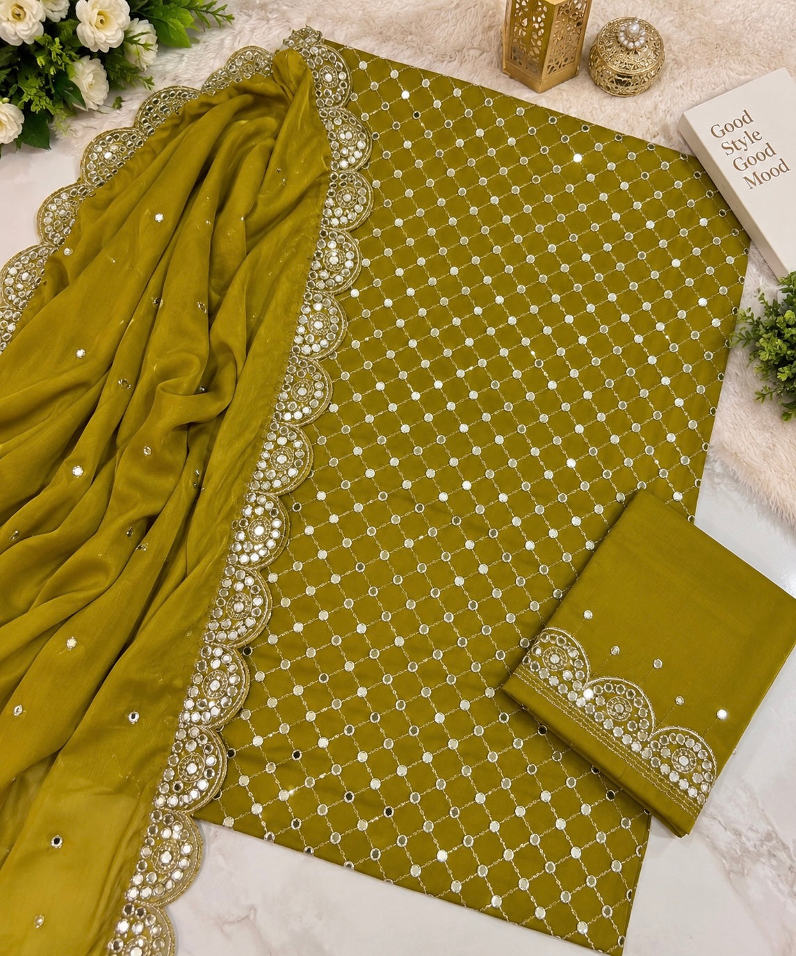 Zarri Sitara Full Jaal Embroidered Soft Cotton with Two-Side Cutwork Chiffon Dupatta | 3PC Unstitched Fancy Dress 👗