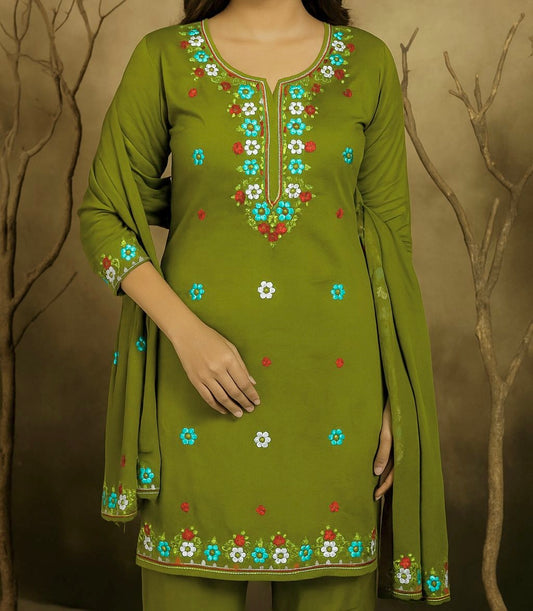 Applic Style Computer Embroiderd 3pc Dress 👗