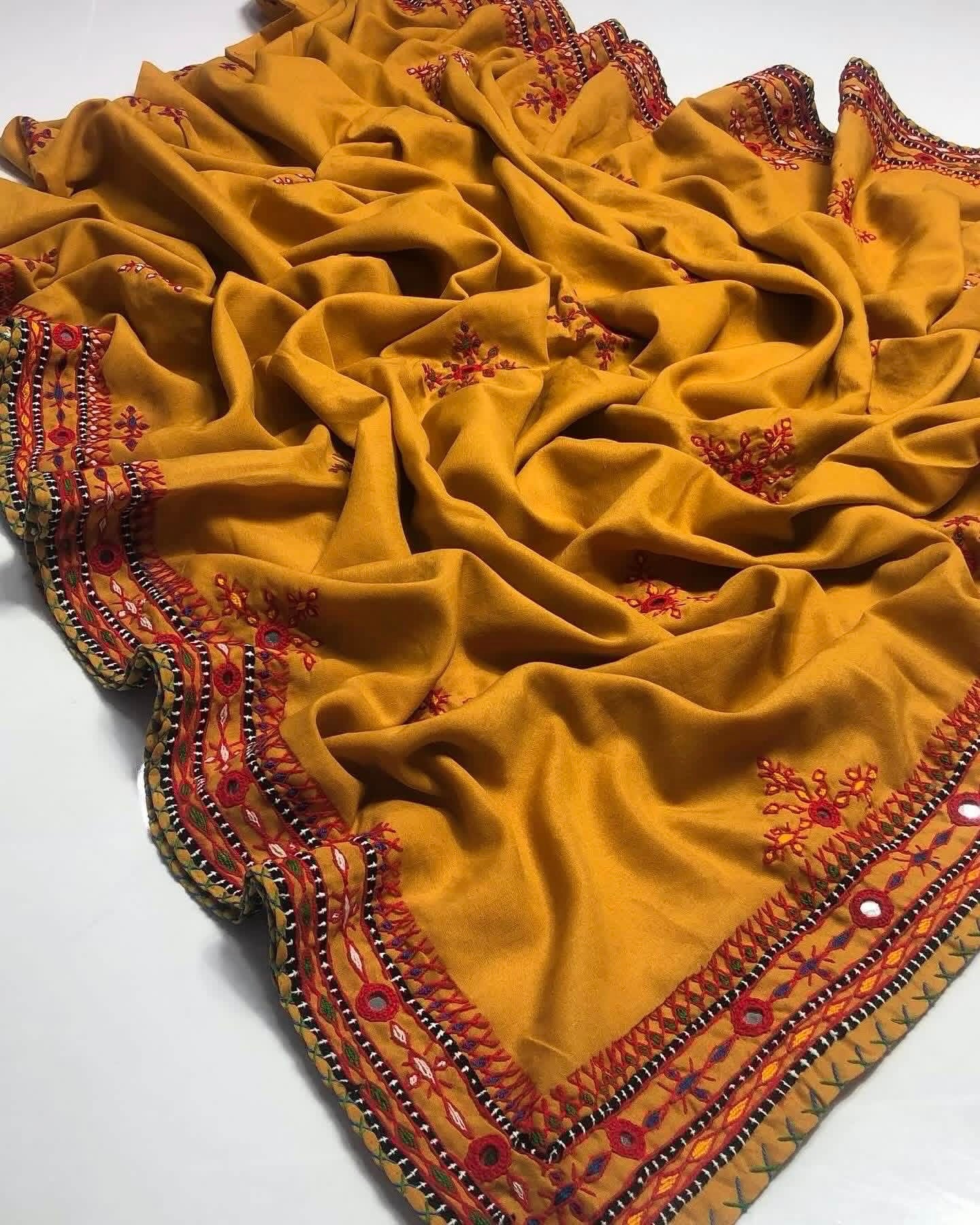 Balochi Handmade Chadar – Pure Mirror Work on Swiss Voil Fabric