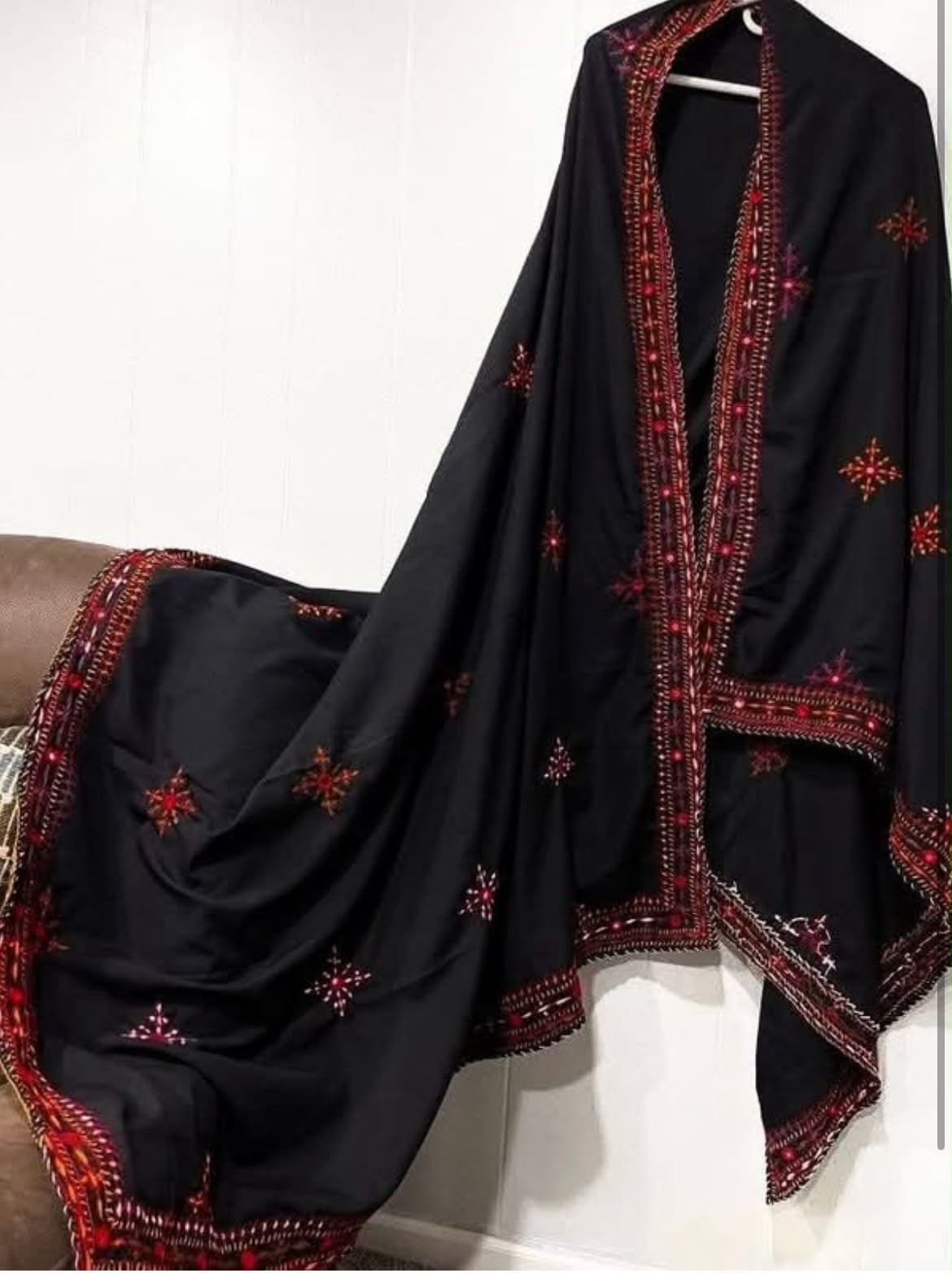 Balochi Handmade Original Mirror Work Four Side Border Swiss Voil Ladies Chadar – Full Size Traditional Shawl